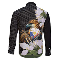 Philippines Eagle with Coat Of Arm Family Matching Off The Shoulder Long Sleeve Dress and Hawaiian Shirt Simple Sampaguita Jasmine LT9 - Polynesian Pride
