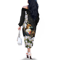 Philippines Eagle with Coat Of Arm Family Matching Off The Shoulder Long Sleeve Dress and Hawaiian Shirt Simple Sampaguita Jasmine LT9 - Polynesian Pride