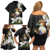 Philippines Eagle with Coat Of Arm Family Matching Off Shoulder Short Dress and Hawaiian Shirt Simple Sampaguita Jasmine LT9 - Polynesian Pride