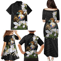 Philippines Eagle with Coat Of Arm Family Matching Puletasi and Hawaiian Shirt Simple Sampaguita Jasmine LT9 - Polynesian Pride