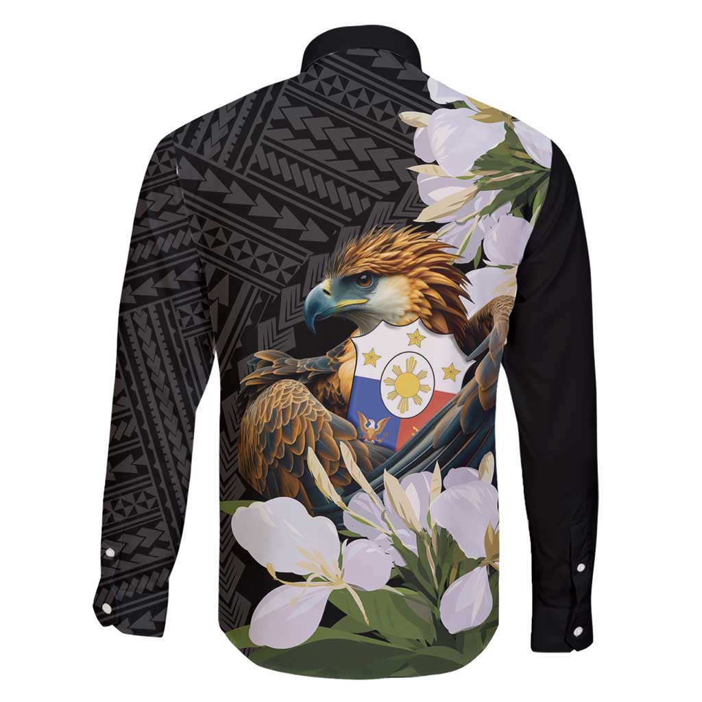 Philippines Eagle with Coat Of Arm Family Matching Short Sleeve Bodycon Dress and Hawaiian Shirt Simple Sampaguita Jasmine LT9 - Polynesian Pride