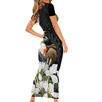 Philippines Eagle with Coat Of Arm Family Matching Short Sleeve Bodycon Dress and Hawaiian Shirt Simple Sampaguita Jasmine LT9 - Polynesian Pride