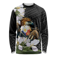 Philippines Eagle with Coat Of Arm Long Sleeve Shirt Simple Sampaguita Jasmine