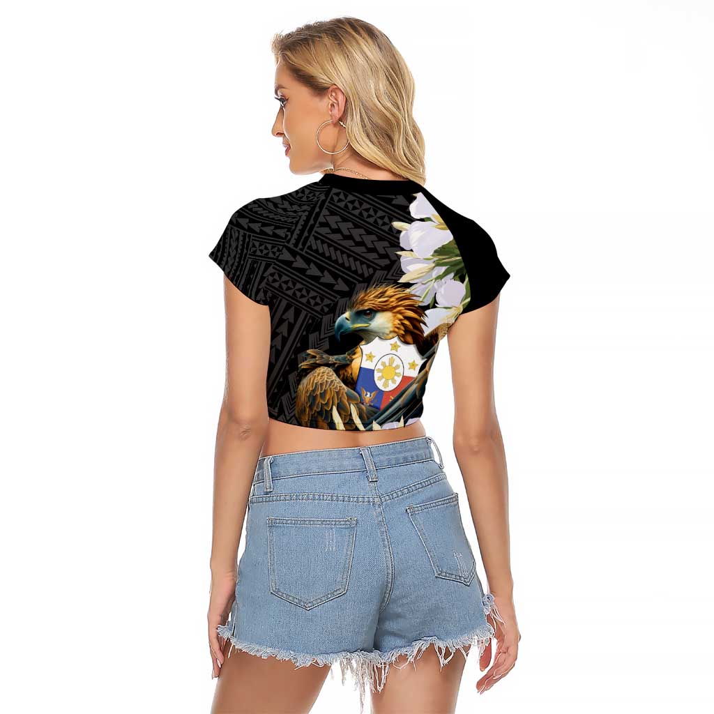 Philippines Eagle with Coat Of Arm Raglan Cropped T Shirt Simple Sampaguita Jasmine