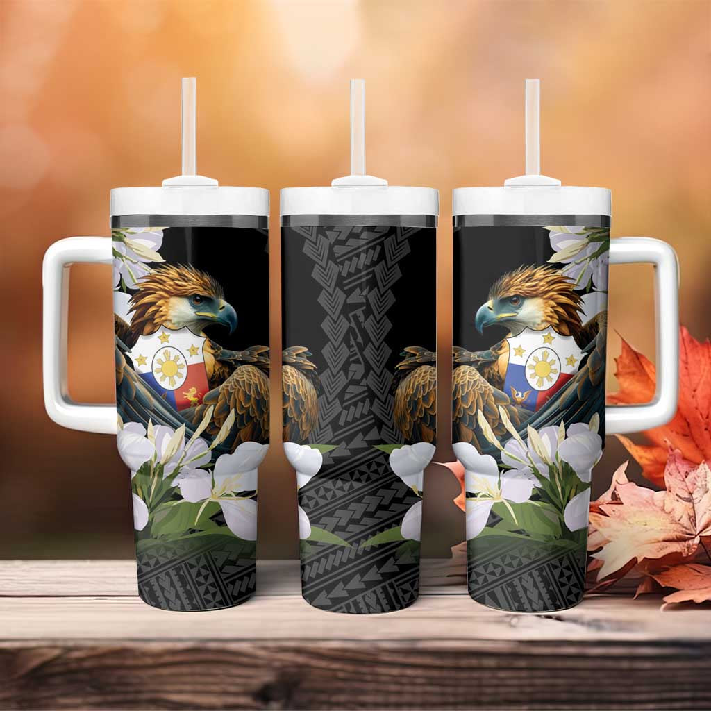 Philippines Eagle with Coat Of Arm Tumbler With Handle Simple Sampaguita Jasmine LT9