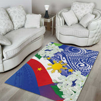 Philippines Flag Area Rug Sampaguita Jasmine with Polynesian Tribal LT9 - Polynesian Pride