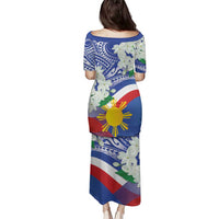 Philippines Flag Family Matching Puletasi and Hawaiian Shirt Sampaguita Jasmine with Polynesian Tribal LT9 - Polynesian Pride