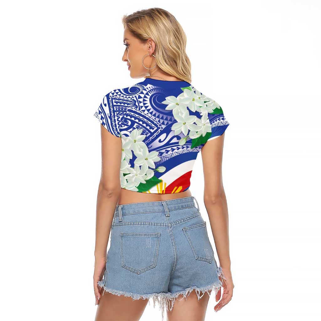 Philippines Flag Raglan Cropped T Shirt Sampaguita Jasmine with Polynesian Tribal LT9 - Polynesian Pride