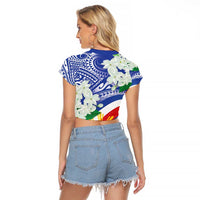 Philippines Flag Raglan Cropped T Shirt Sampaguita Jasmine with Polynesian Tribal LT9 - Polynesian Pride