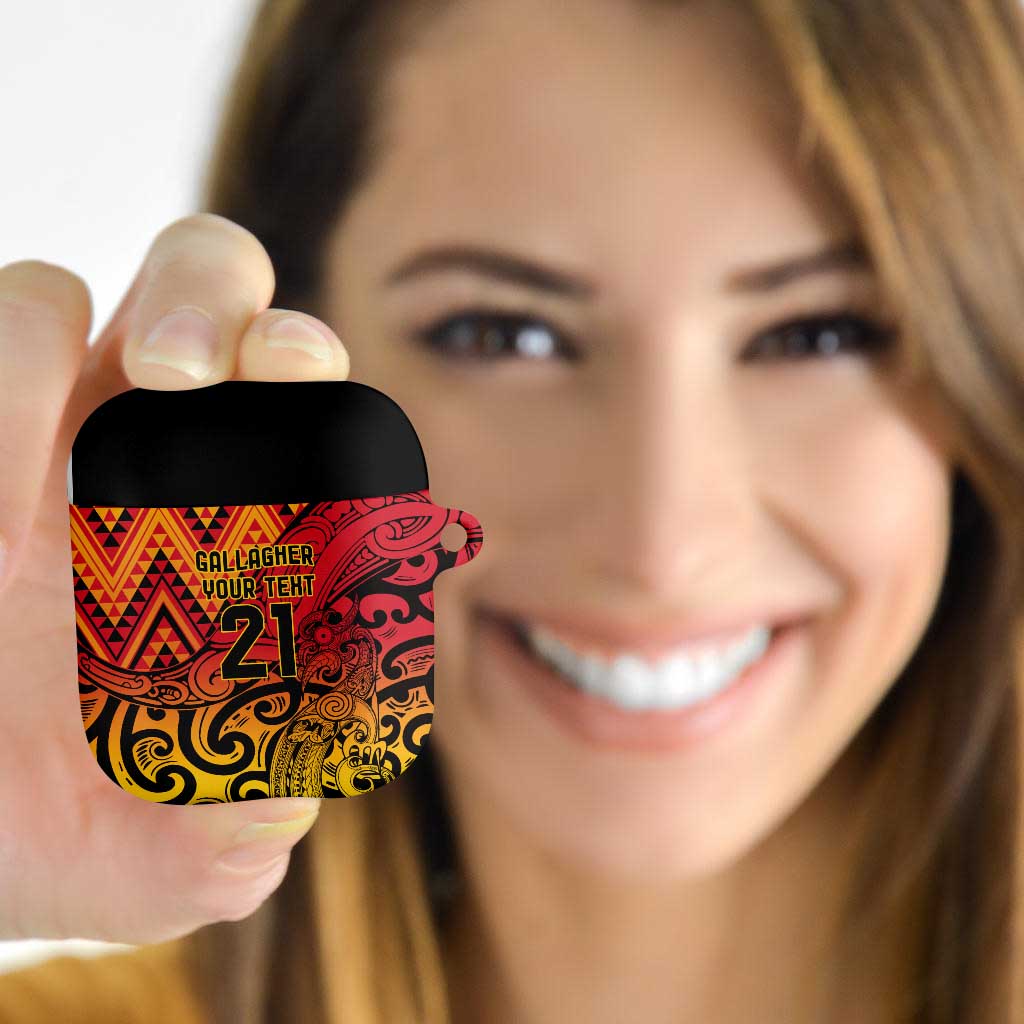 New Zealand Rangatira Custom AirPods Case Red and Gold Niho Taniwha Maori Tribal LT9 Gold - Polynesian Pride