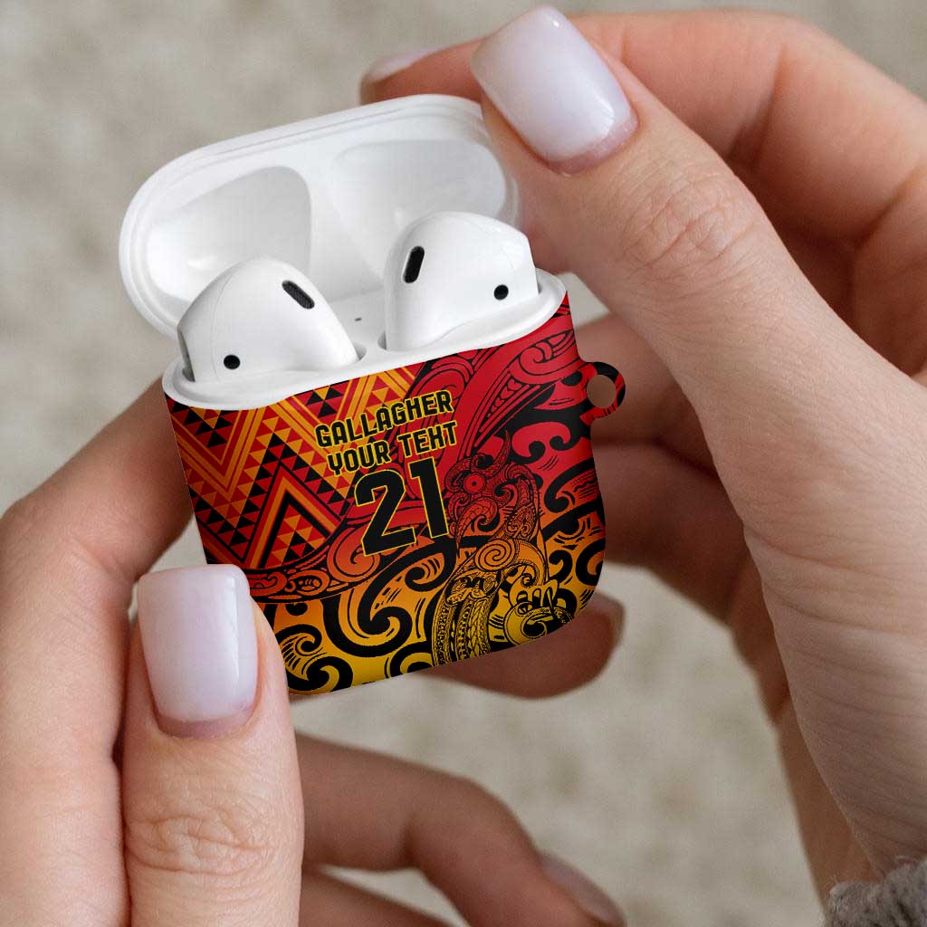 New Zealand Rangatira Custom AirPods Case Red and Gold Niho Taniwha Maori Tribal LT9 - Polynesian Pride