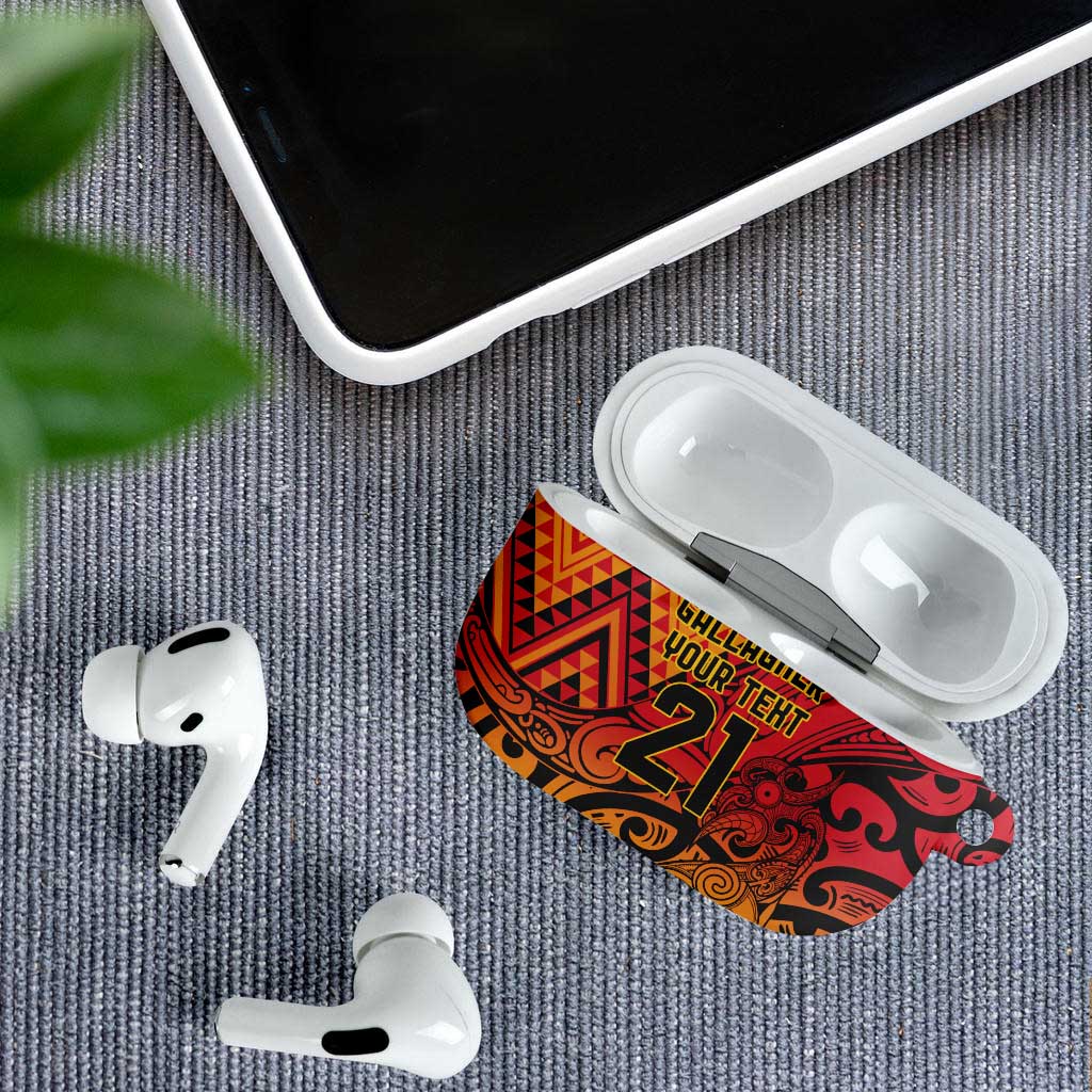 New Zealand Rangatira Custom AirPods Case Red and Gold Niho Taniwha Maori Tribal LT9 - Polynesian Pride