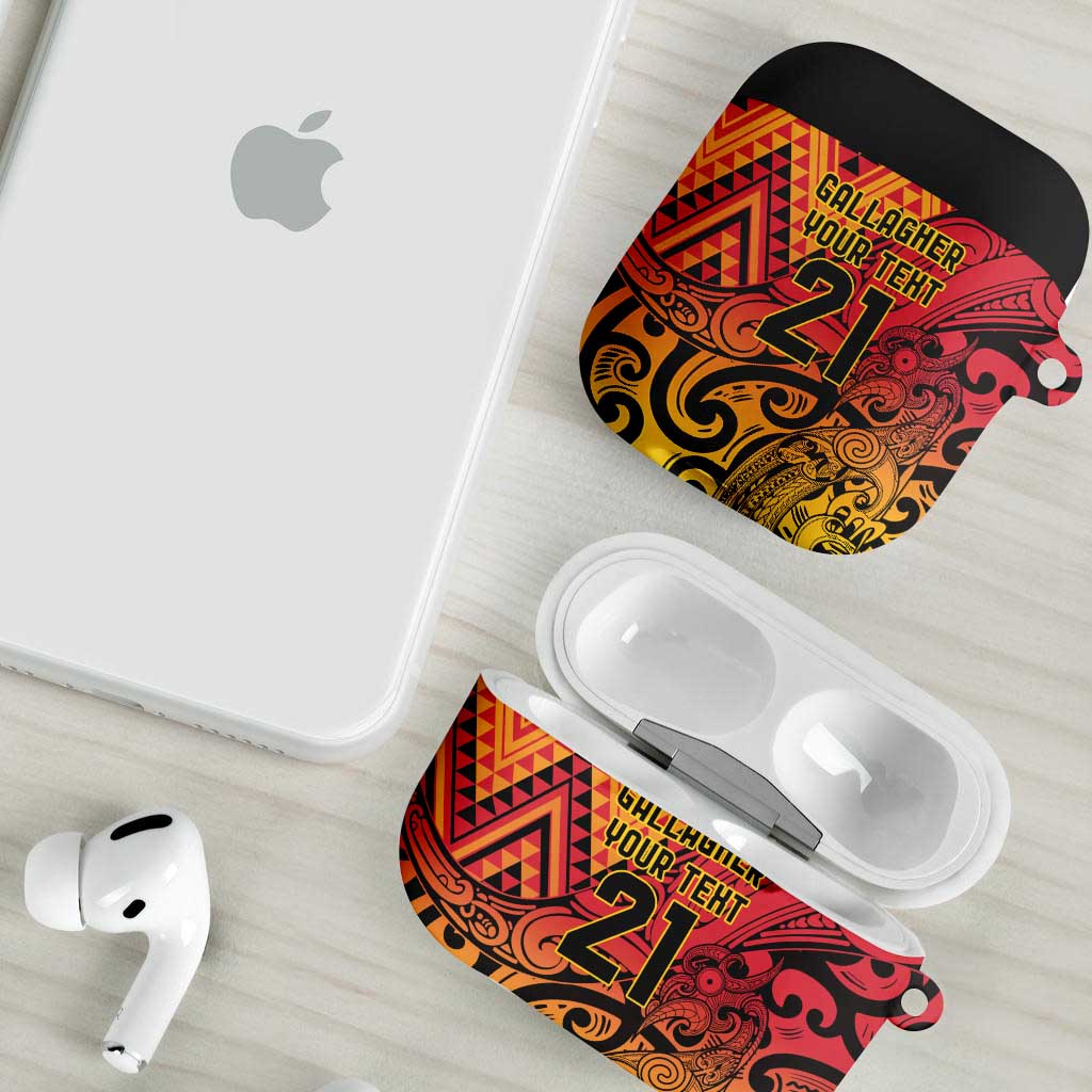 New Zealand Rangatira Custom AirPods Case Red and Gold Niho Taniwha Maori Tribal LT9 - Polynesian Pride