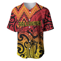 New Zealand Rangatira Custom Baseball Jersey Red and Gold Niho Taniwha Maori Tribal LT9 Gold - Polynesian Pride