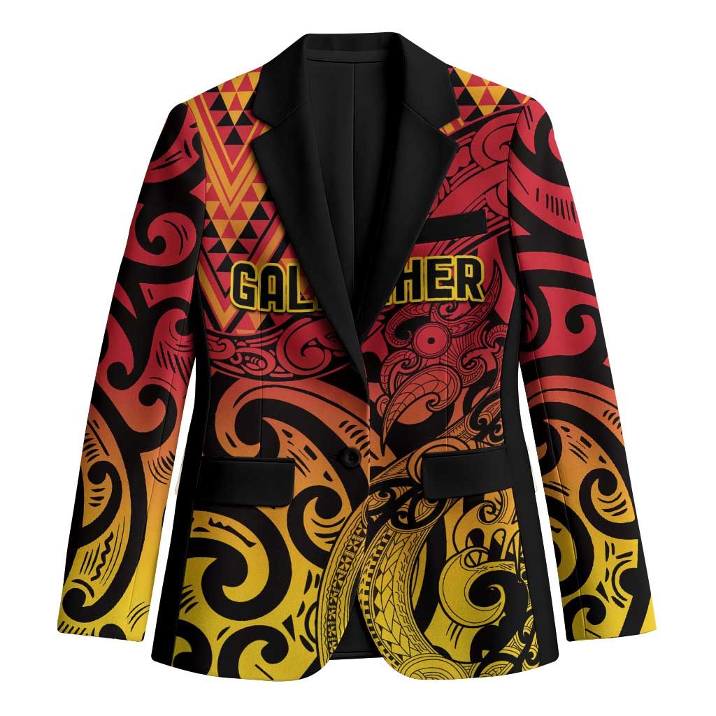 New Zealand Rangatira Custom Blazer Red and Gold Niho Taniwha Maori Tribal - Polynesian Pride