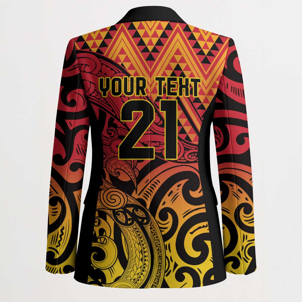 New Zealand Rangatira Custom Blazer Red and Gold Niho Taniwha Maori Tribal - Polynesian Pride