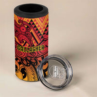 New Zealand Rangatira Custom 4 in 1 Can Cooler Tumbler Red and Gold Niho Taniwha Maori Tribal LT9 - Polynesian Pride