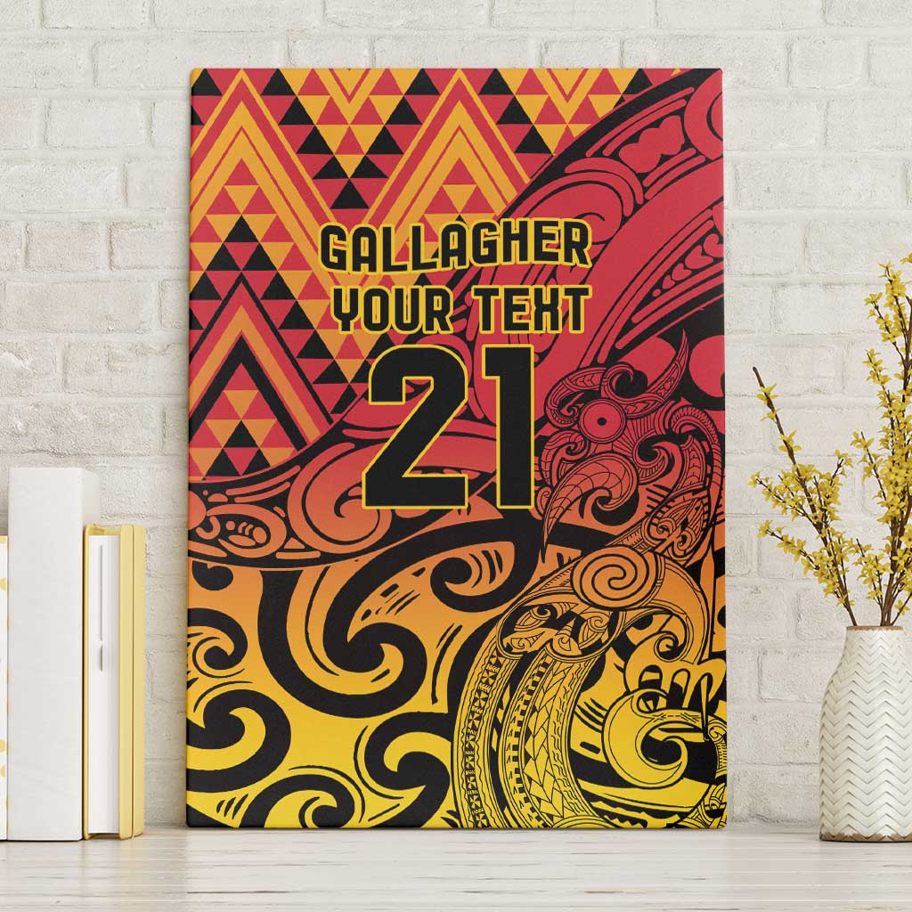 New Zealand Rangatira Custom Canvas Wall Art Red and Gold Niho Taniwha Maori Tribal