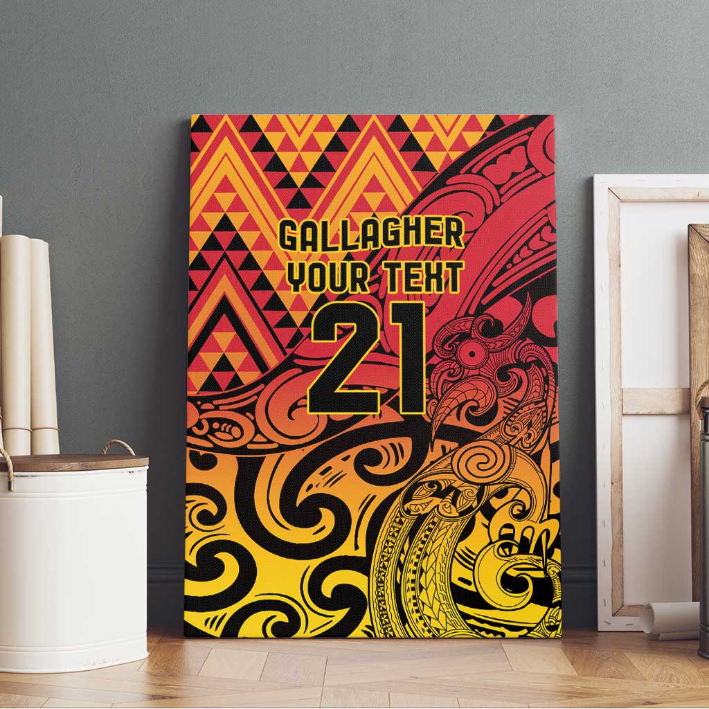 New Zealand Rangatira Custom Canvas Wall Art Red and Gold Niho Taniwha Maori Tribal