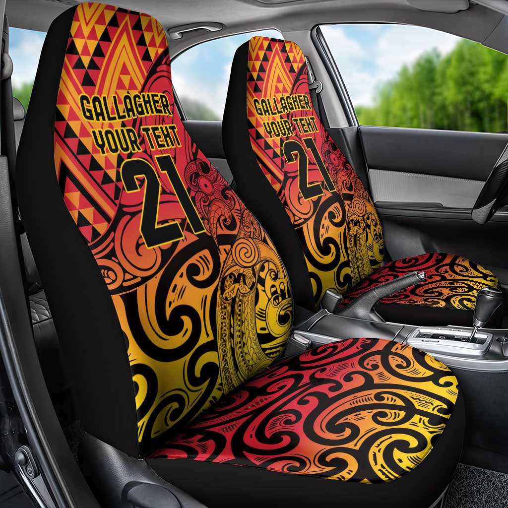 New Zealand Rangatira Custom Car Seat Cover Red and Gold Niho Taniwha Maori Tribal LT9 - Polynesian Pride