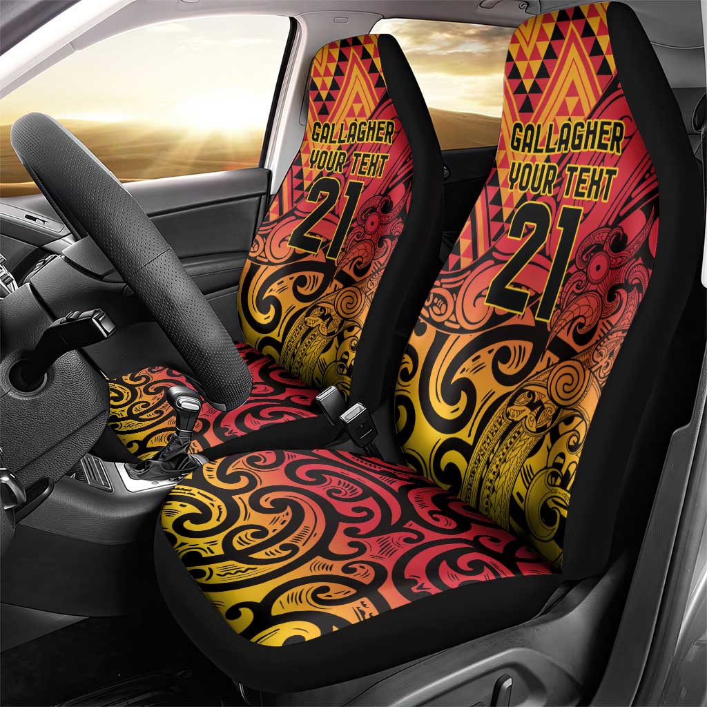 New Zealand Rangatira Custom Car Seat Cover Red and Gold Niho Taniwha Maori Tribal LT9 - Polynesian Pride