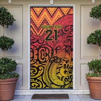New Zealand Rangatira Custom Door Cover Red and Gold Niho Taniwha Maori Tribal LT9 Gold - Polynesian Pride