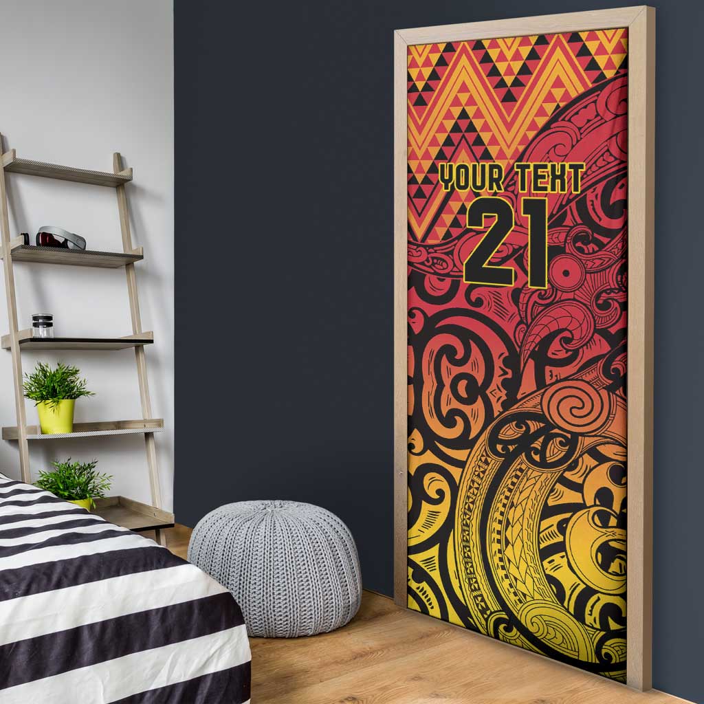 New Zealand Rangatira Custom Door Cover Red and Gold Niho Taniwha Maori Tribal LT9 - Polynesian Pride