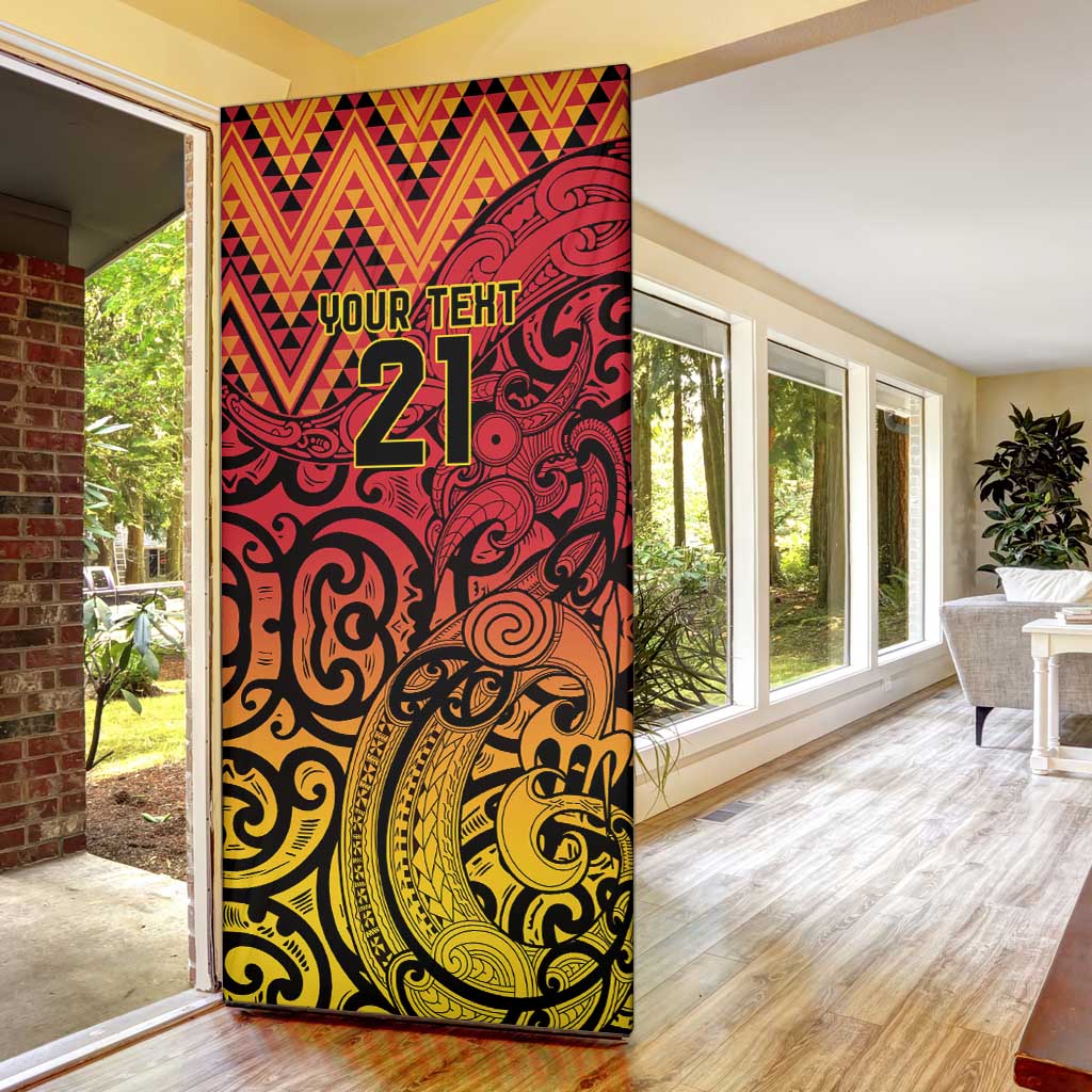 New Zealand Rangatira Custom Door Cover Red and Gold Niho Taniwha Maori Tribal LT9 - Polynesian Pride