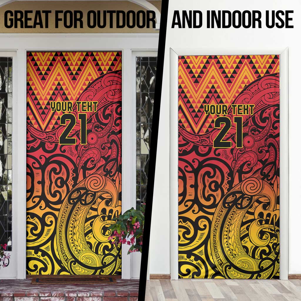 New Zealand Rangatira Custom Door Cover Red and Gold Niho Taniwha Maori Tribal LT9 - Polynesian Pride