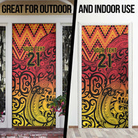 New Zealand Rangatira Custom Door Cover Red and Gold Niho Taniwha Maori Tribal LT9 - Polynesian Pride