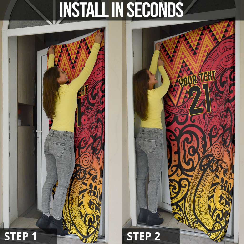 New Zealand Rangatira Custom Door Cover Red and Gold Niho Taniwha Maori Tribal LT9 - Polynesian Pride