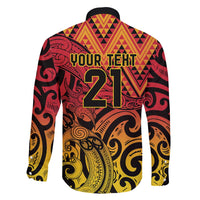 New Zealand Rangatira Custom Family Matching Long Sleeve Bodycon Dress and Hawaiian Shirt Red and Gold Niho Taniwha Maori Tribal LT9 - Polynesian Pride
