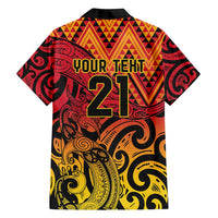 New Zealand Rangatira Custom Family Matching Puletasi and Hawaiian Shirt Red and Gold Niho Taniwha Maori Tribal LT9 - Polynesian Pride