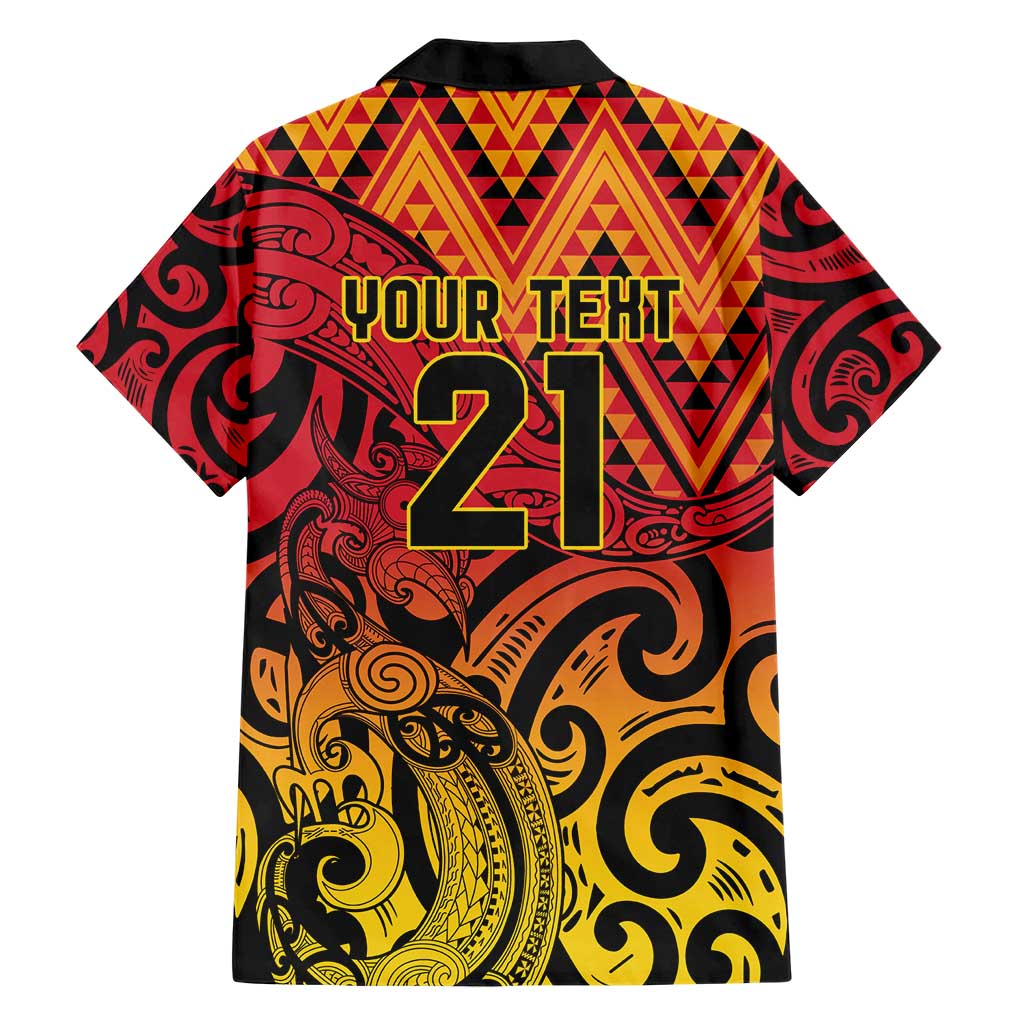 New Zealand Rangatira Custom Family Matching Short Sleeve Bodycon Dress and Hawaiian Shirt Red and Gold Niho Taniwha Maori Tribal LT9 - Polynesian Pride