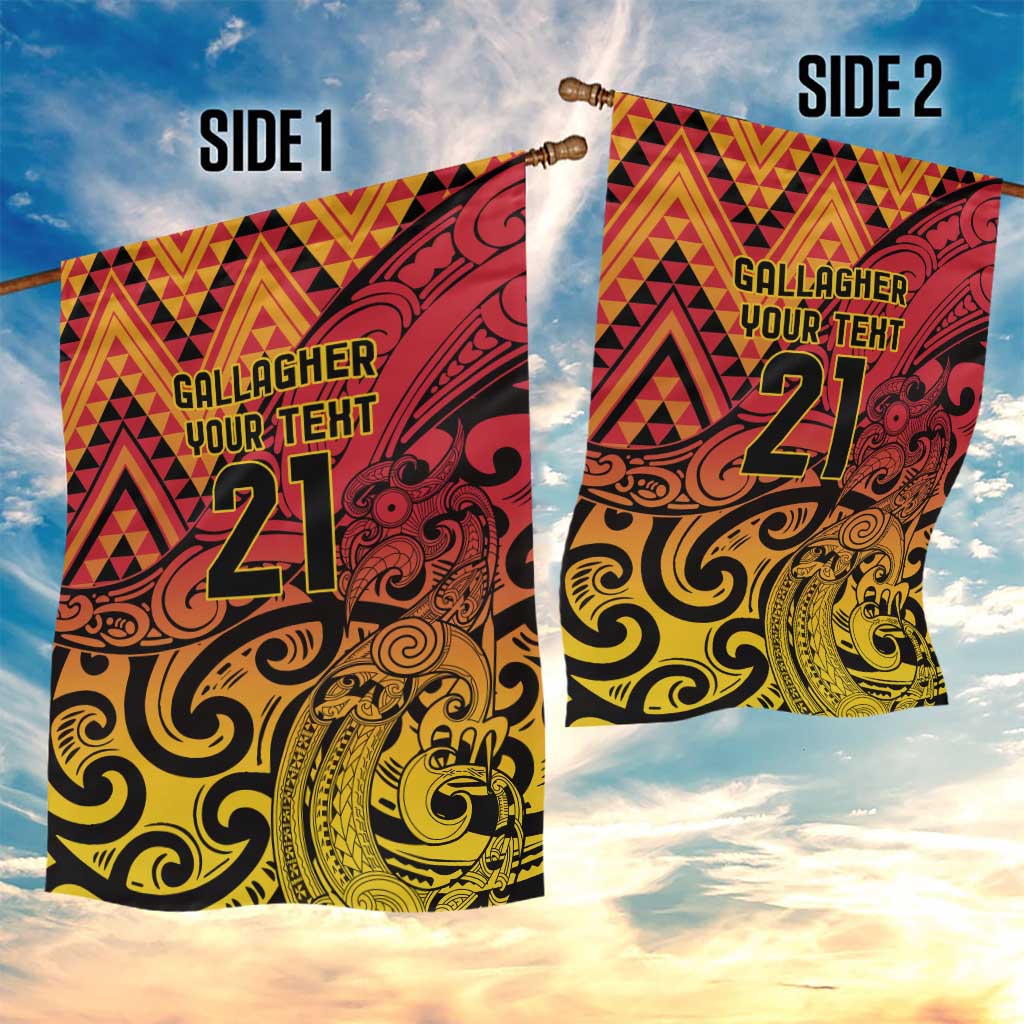 New Zealand Rangatira Custom Garden Flag Red and Gold Niho Taniwha Maori Tribal LT9 - Polynesian Pride