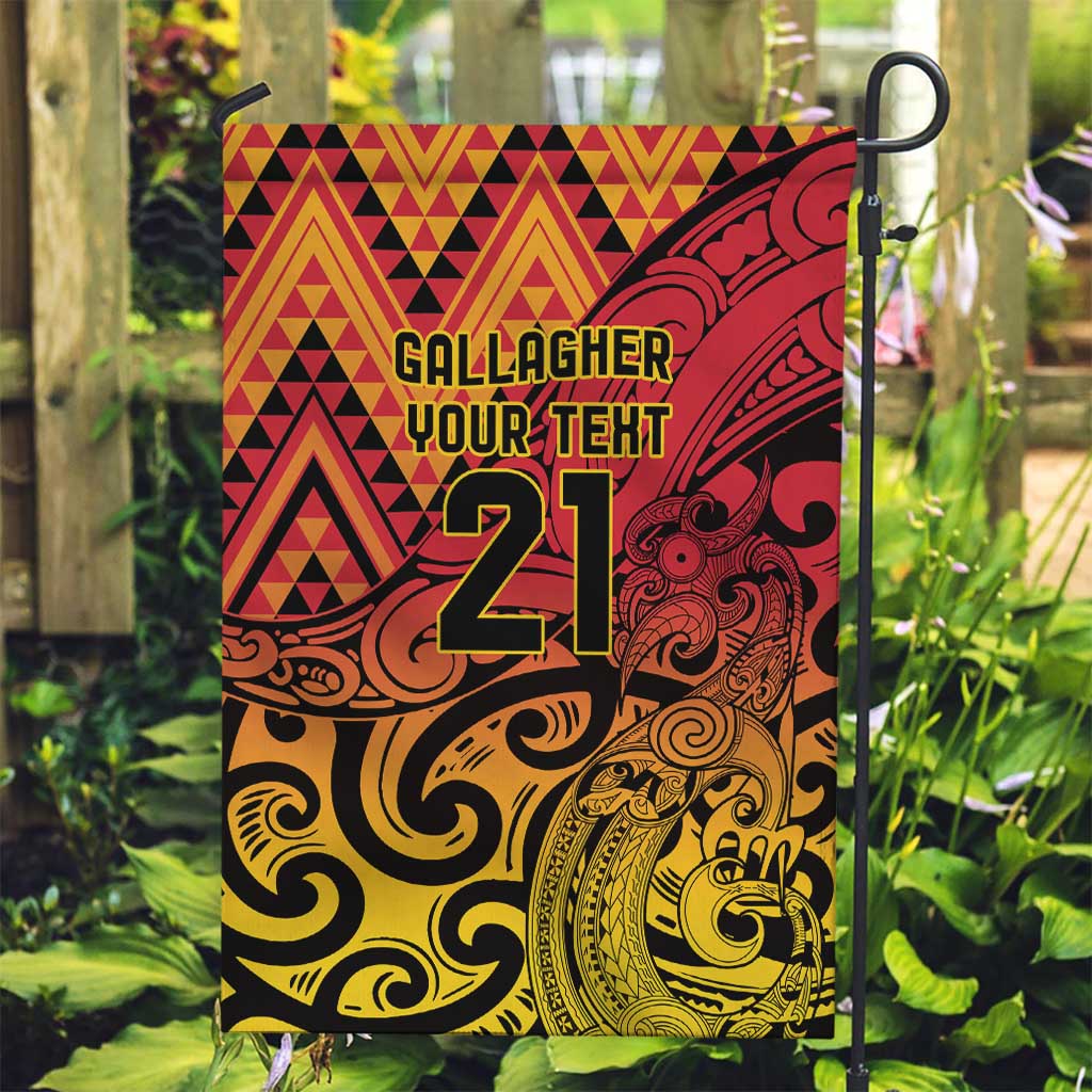 New Zealand Rangatira Custom Garden Flag Red and Gold Niho Taniwha Maori Tribal LT9 Garden Flag Gold - Polynesian Pride