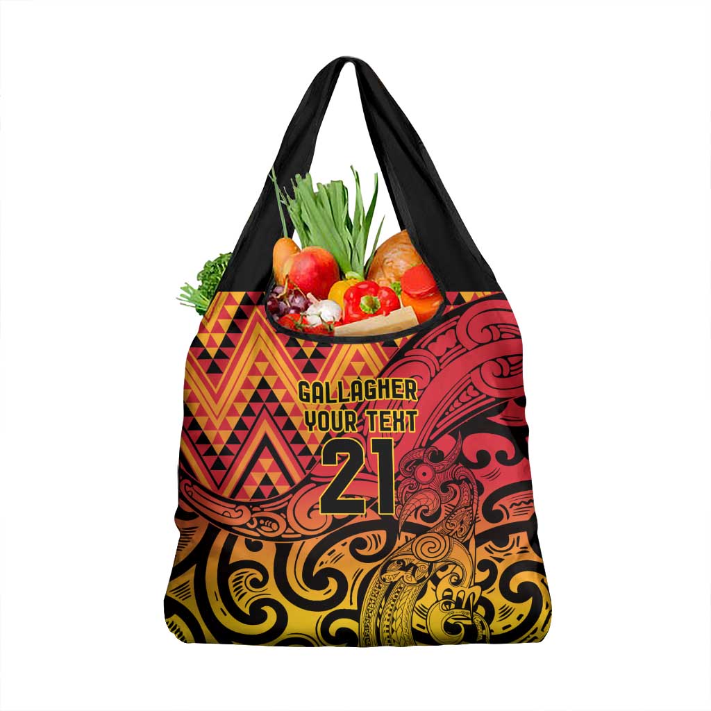 New Zealand Rangatira Custom Grocery Bag Red and Gold Niho Taniwha Maori Tribal LT9 1-pack One Size Gold - Polynesian Pride
