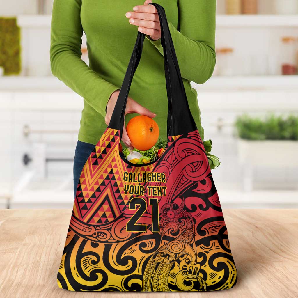 New Zealand Rangatira Custom Grocery Bag Red and Gold Niho Taniwha Maori Tribal LT9 - Polynesian Pride