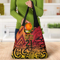 New Zealand Rangatira Custom Grocery Bag Red and Gold Niho Taniwha Maori Tribal LT9 - Polynesian Pride