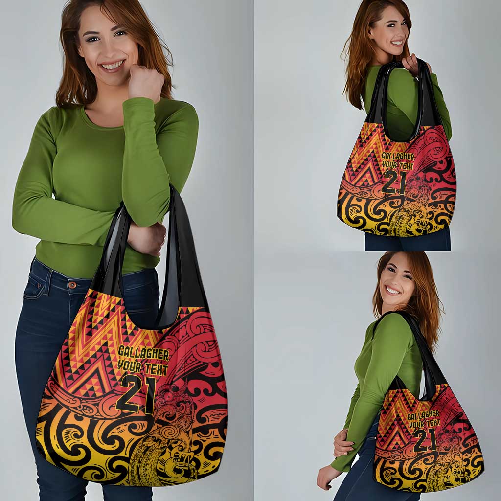 New Zealand Rangatira Custom Grocery Bag Red and Gold Niho Taniwha Maori Tribal LT9 - Polynesian Pride