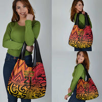 New Zealand Rangatira Custom Grocery Bag Red and Gold Niho Taniwha Maori Tribal LT9 - Polynesian Pride