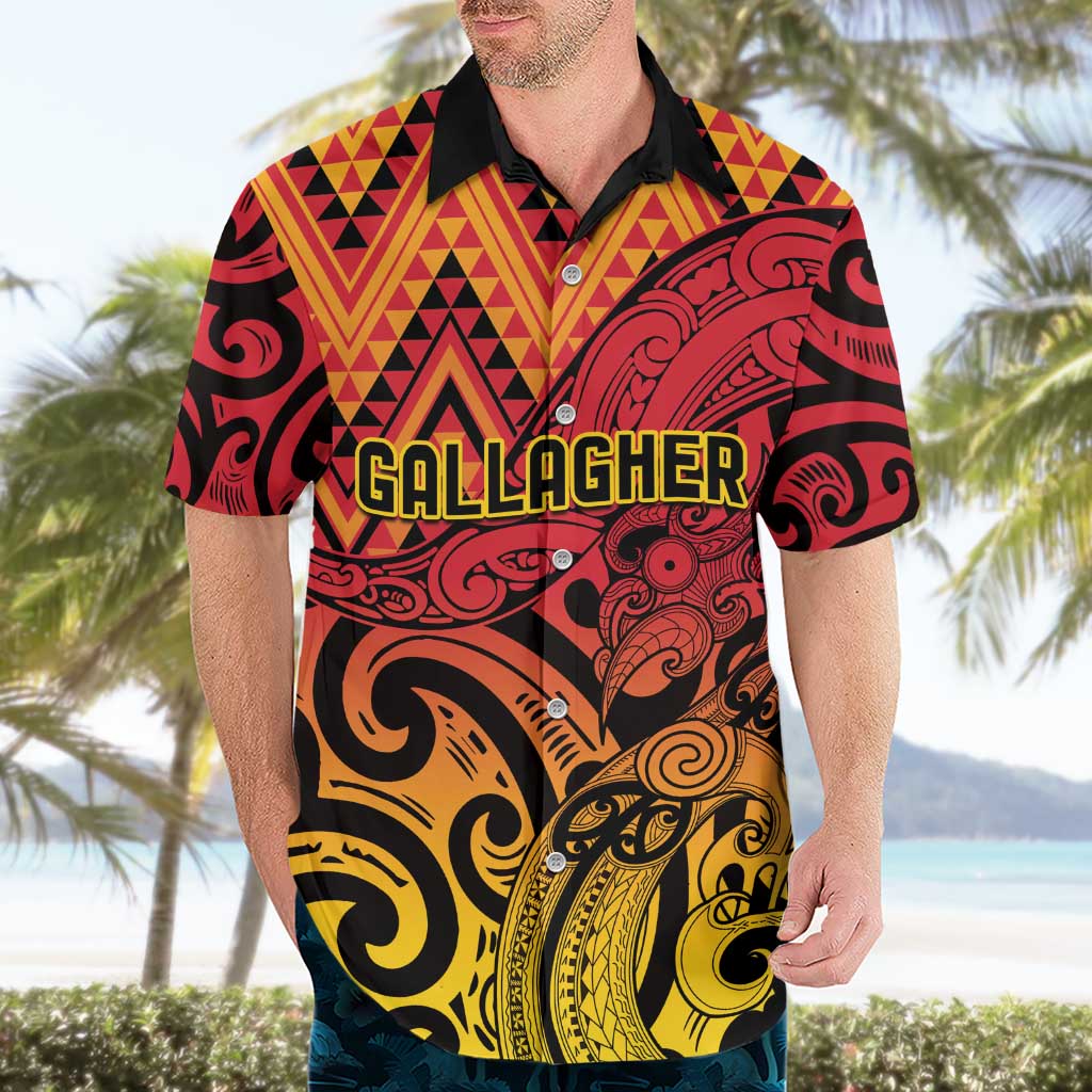 New Zealand Rangatira Custom Hawaiian Shirt Red and Gold Niho Taniwha Maori Tribal LT9 - Polynesian Pride