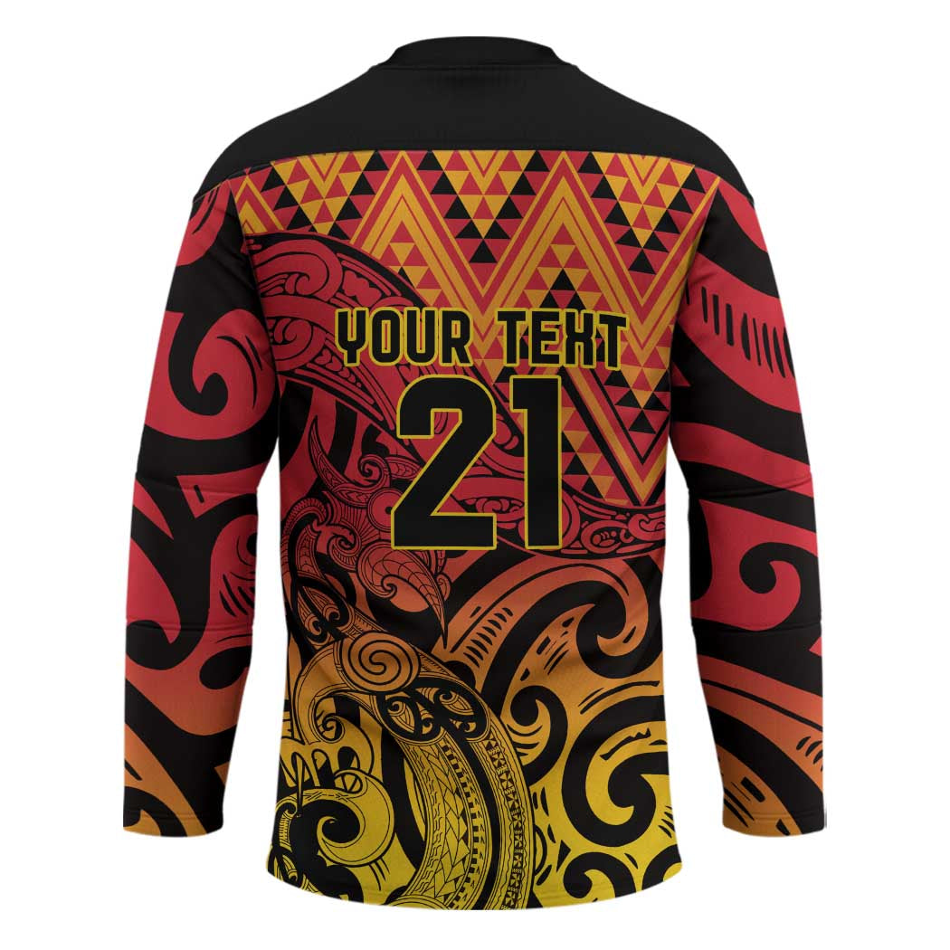 New Zealand Rangatira Custom Hockey Jersey Red and Gold Niho Taniwha Maori Tribal LT9 - Polynesian Pride
