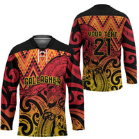 New Zealand Rangatira Custom Hockey Jersey Red and Gold Niho Taniwha Maori Tribal LT9 - Polynesian Pride