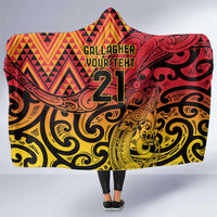 New Zealand Rangatira Custom Hooded Blanket Red and Gold Niho Taniwha Maori Tribal LT9 One Size Gold - Polynesian Pride