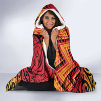 New Zealand Rangatira Custom Hooded Blanket Red and Gold Niho Taniwha Maori Tribal LT9 - Polynesian Pride