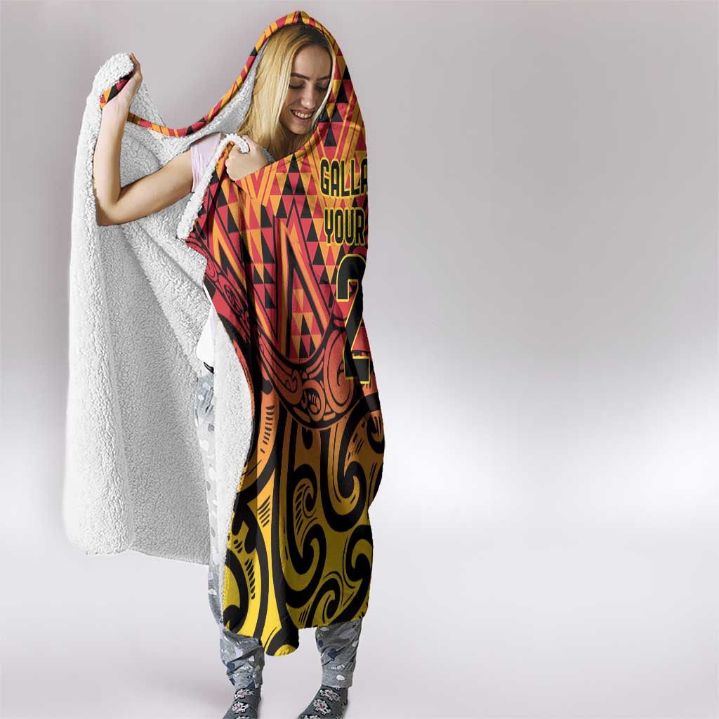 New Zealand Rangatira Custom Hooded Blanket Red and Gold Niho Taniwha Maori Tribal LT9 - Polynesian Pride