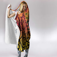 New Zealand Rangatira Custom Hooded Blanket Red and Gold Niho Taniwha Maori Tribal LT9 - Polynesian Pride