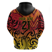New Zealand Rangatira Custom Hoodie Red and Gold Niho Taniwha Maori Tribal