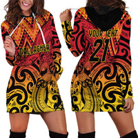 New Zealand Rangatira Custom Hoodie Dress Red and Gold Niho Taniwha Maori Tribal LT9 - Polynesian Pride